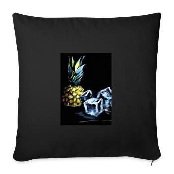 Ananas und Eiswürfel - Sofakissenbezug 45 x 45 cm - Schwarz - Vorne