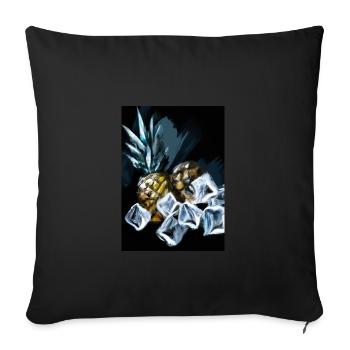 Ananas und Eiswürfel - Sofakissenbezug 45 x 45 cm - Schwarz - Vorne