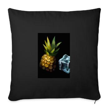 Ananas und Eiswürfel - Sofakissenbezug 45 x 45 cm - Schwarz - Vorne