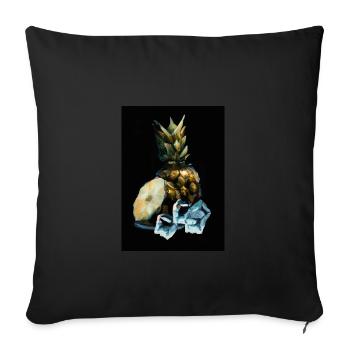 Ananas und Eiswürfel - Sofakissenbezug 45 x 45 cm - Schwarz - Vorne