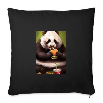 Panda isst Fast Food - Sofakissenbezug 45 x 45 cm - Schwarz - Vorne