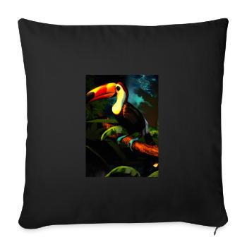 Tukan im Dschungel - Sofakissenbezug 45 x 45 cm - Schwarz - Vorne