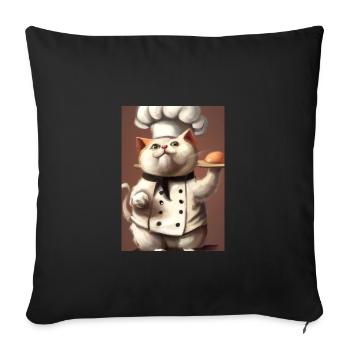 Chefkoch Katze - Sofakissenbezug 45 x 45 cm - Schwarz - Vorne