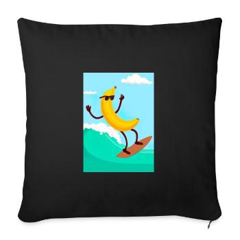 Surfen Banane - Sofakissenbezug 45 x 45 cm - Schwarz - Vorne