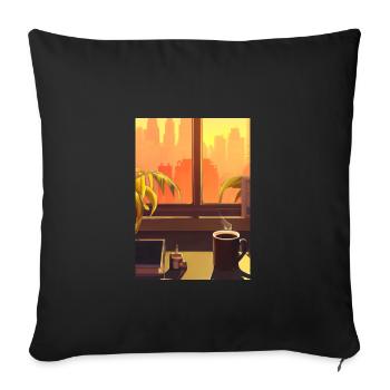 Fenster Kaffee Sonne - Sofakissenbezug 45 x 45 cm - Schwarz - Vorne