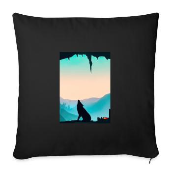 Wolf bei Nacht - Sofakissenbezug 45 x 45 cm - Schwarz - Vorne