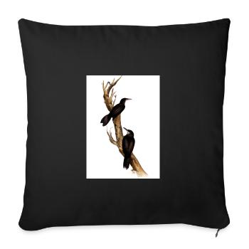 Vögel auf einem Zweig - Sofakissenbezug 45 x 45 cm - Schwarz - Vorne