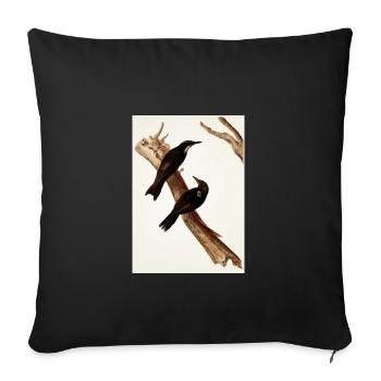 Vögel auf einem Zweig - Sofakissenbezug 45 x 45 cm - Schwarz - Vorne