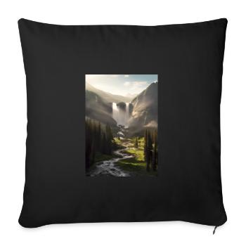 Wasserfall in der Natur - Sofakissenbezug 45 x 45 cm - Schwarz - Vorne
