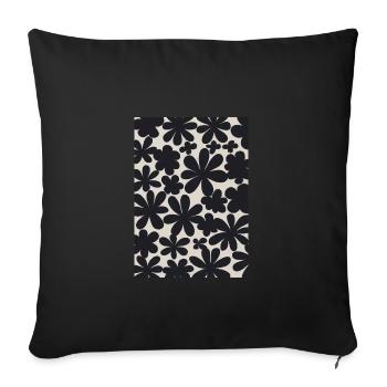 Schwarze Blumen-Muster - Sofakissenbezug 45 x 45 cm - Schwarz - Vorne