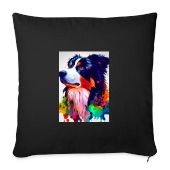 Bunter Border Collie - Sofakissenbezug 45 x 45 cm - Schwarz - Vorne