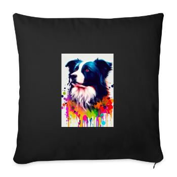 Bunter Border Collie - Sofakissenbezug 45 x 45 cm - Schwarz - Vorne