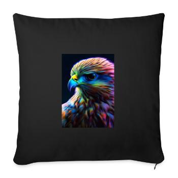 Buntes Vogelgesicht - Sofakissenbezug 45 x 45 cm - Schwarz - Vorne