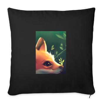 Niedliche Fuchs-Malerei - Sofakissenbezug 45 x 45 cm - Schwarz - Vorne