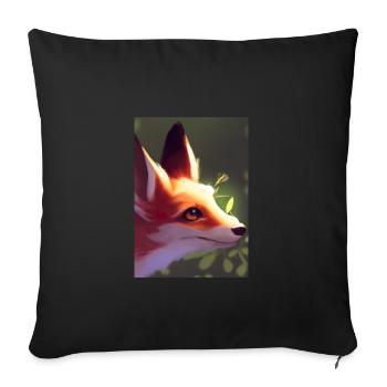 Niedliche Fuchs-Malerei - Sofakissenbezug 45 x 45 cm - Schwarz - Vorne