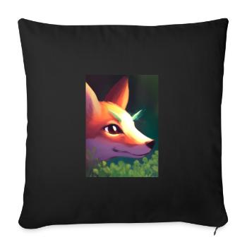 Niedliche Fuchs-Malerei - Sofakissenbezug 45 x 45 cm - Schwarz - Vorne