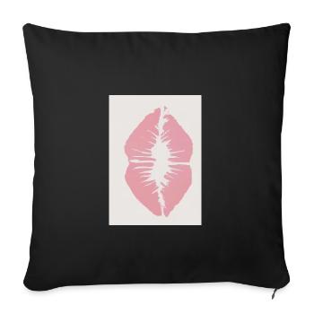 Rosa Lippen - Sofakissenbezug 45 x 45 cm - Schwarz - Vorne