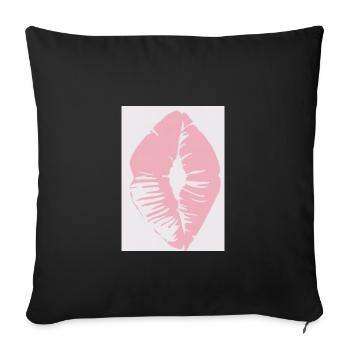 Rosa Lippen - Sofakissenbezug 45 x 45 cm - Schwarz - Vorne