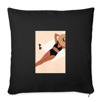 Frauen Sommerhut Bikini - Sofakissenbezug 45 x 45 cm - Schwarz - Vorne