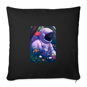 Astronaut in Blumen - Sofakissenbezug 45 x 45 cm - Schwarz - Vorne