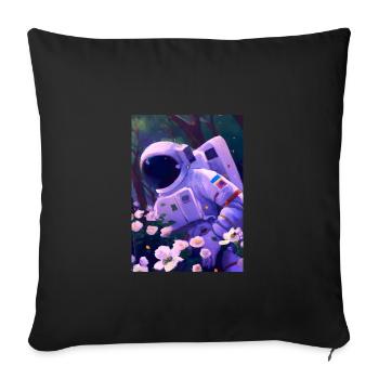 Astronaut in Blumen - Sofakissenbezug 45 x 45 cm - Schwarz - Vorne