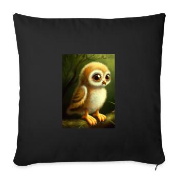 Baby-Kauz - Sofakissenbezug 45 x 45 cm - Schwarz - Vorne
