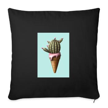 Kaktus-Eiscreme - Sofakissenbezug 45 x 45 cm - Schwarz - Vorne
