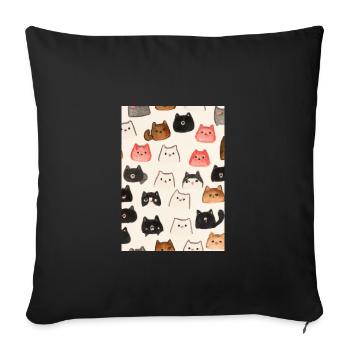 Niedliches Katzenmuster - Sofakissenbezug 45 x 45 cm - Schwarz - Vorne