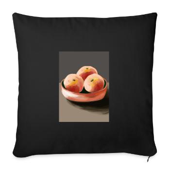 Drei Pfirsiche - Sofakissenbezug 45 x 45 cm - Schwarz - Vorne