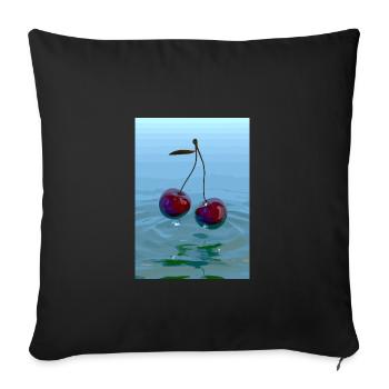 Zwei Kirschen - Sofakissenbezug 45 x 45 cm - Schwarz - Vorne