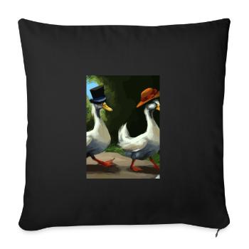 Zwei Enten - Sofakissenbezug 45 x 45 cm - Schwarz - Vorne