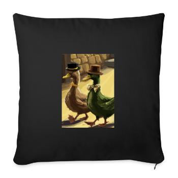 Zwei Enten - Sofakissenbezug 45 x 45 cm - Schwarz - Vorne