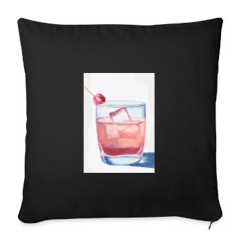 Cocktail mit Kirsche - Sofakissenbezug 45 x 45 cm - Schwarz - Vorne