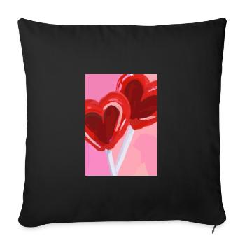 Herz-Lollipop - Sofakissenbezug 45 x 45 cm - Schwarz - Vorne