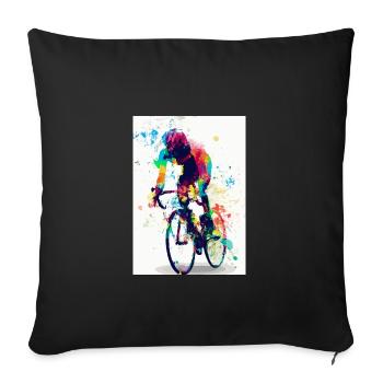 Rennrad Radfahrer Regenbogen - Sofakissenbezug 45 x 45 cm - Schwarz - Vorne