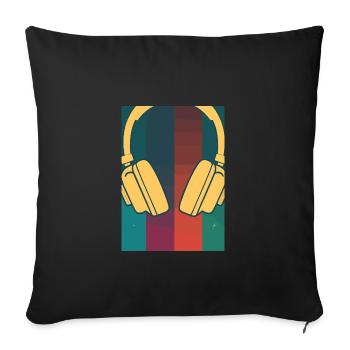 Retro Musik DJ Kopfhörer - Sofakissenbezug 45 x 45 cm - Schwarz - Vorne