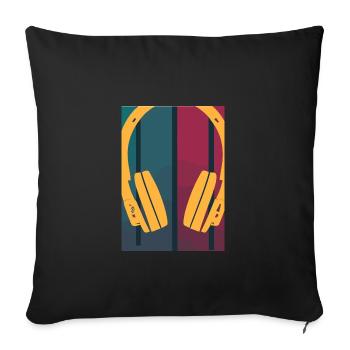 Retro Musik DJ Kopfhörer - Sofakissenbezug 45 x 45 cm - Schwarz - Vorne