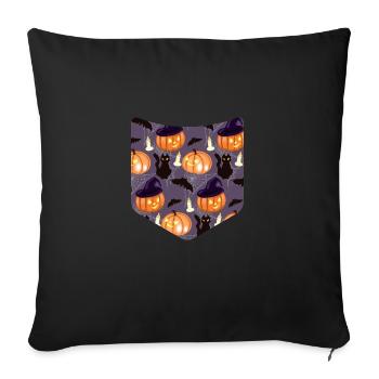 Kürbis Katze Muster Gruselig Brusttasche Halloween - Sofakissenbezug 45 x 45 cm - Schwarz - Vorne