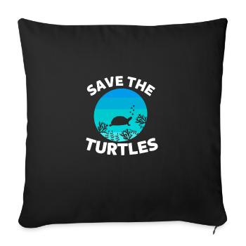 Rétro Créature Marine Océan Animal Sauvez les Tortues - Housse de coussin décorative 45 x 45 cm - noir - Devant