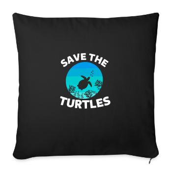 Amoureux des animaux Animal de mer Cadeau Tortue - Housse de coussin décorative 45 x 45 cm - noir - Devant