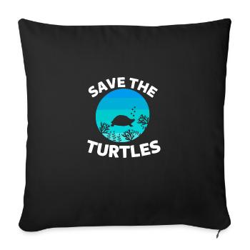 Sea Animal Retro Ocean Animal Save the Turtles - Sofa pillowcase 17,3'' x 17,3'' (45 x 45 cm) - black - Front