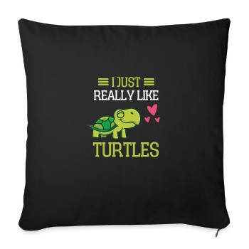Animal de mer Océan Animal Cadeau Tortue Drôle - Housse de coussin décorative 45 x 45 cm - noir - Devant