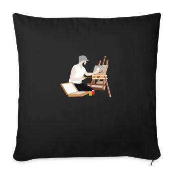 Peintre Dessiner Peinture Peinture Image - Housse de coussin décorative 45 x 45 cm - noir - Devant