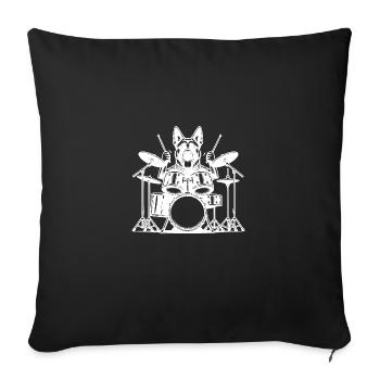 Tambour pour chien Malinois en blanc - Housse de coussin décorative 45 x 45 cm - noir - Devant