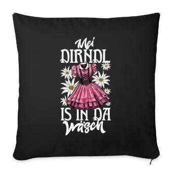 Mei Dirndl is in da Wäsch Trachtenshirt Damen - Sofa pillowcase 17,3'' x 17,3'' (45 x 45 cm) - black - Front
