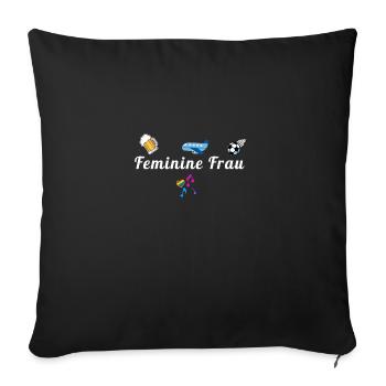 Femme, femme féminine, football, bière, LGBTQ - Housse de coussin décorative 45 x 45 cm - noir - Devant
