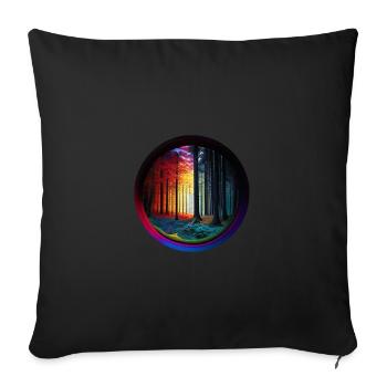 Blick in Wald bunt colorfull freigestellt - Sofakissenbezug 45 x 45 cm - Schwarz - Vorne