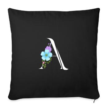 Elegant letter 'A' with flowers - Sofa pillowcase 17,3'' x 17,3'' (45 x 45 cm) - black - Front
