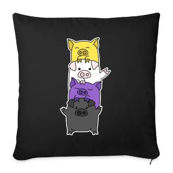 Nichtbinäres Flaggenschwein-Design für Enbys - Sofakissenbezug 45 x 45 cm - Schwarz - Vorne