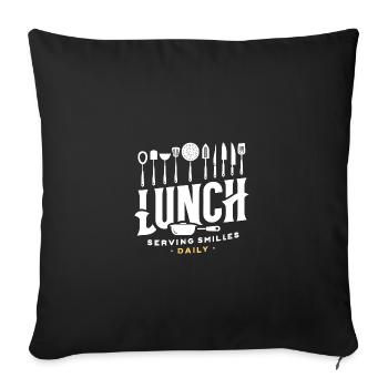 Mittagessen Täglich ein Lächeln servieren - Sofakissenbezug 45 x 45 cm - Schwarz - Vorne